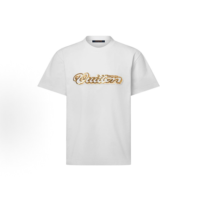 louis vuitton beaded script logo short sleeve t-shirt